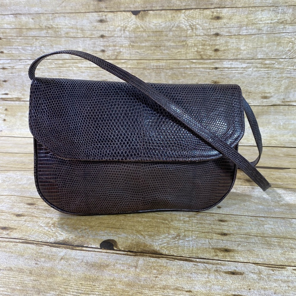 Vintage R. Saldaña Manila Brown Snakeskin Shoulder Bag